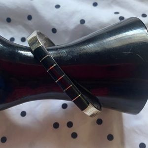 Sterling Silver Bracelet With Black Stone Hand Made In Mexico ~ 925 Purity